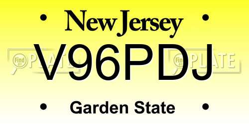 V96PDJ New Jersey License Plate