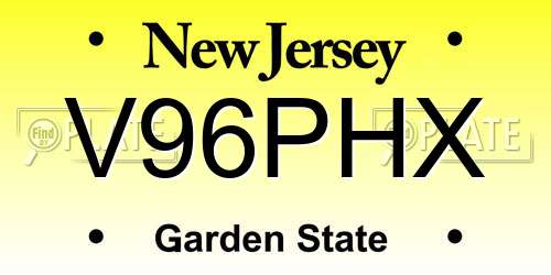 V96PHX New Jersey License Plate