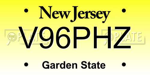 V96PHZ New Jersey License Plate
