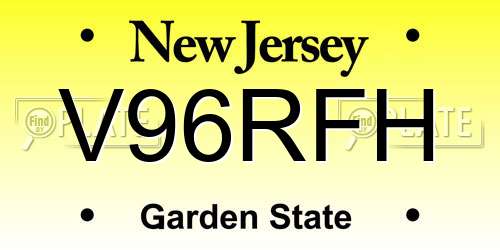 V96RFH New Jersey License Plate