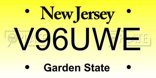 V96UWE New Jersey License Plate