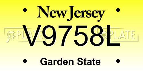 V9758L New Jersey License Plate
