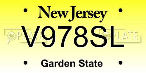 V978SL New Jersey License Plate