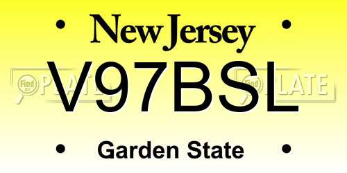 V97BSL New Jersey License Plate