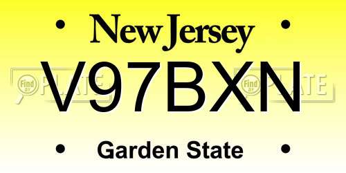 V97BXN New Jersey License Plate