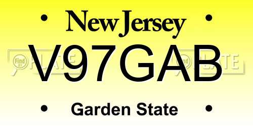 V97GAB New Jersey License Plate