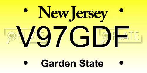 V97GDF New Jersey License Plate