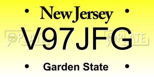 V97JFG New Jersey License Plate