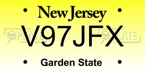 V97JFX New Jersey License Plate