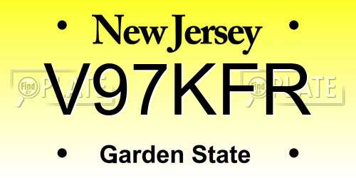 V97KFR New Jersey License Plate