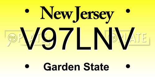 V97LNV New Jersey License Plate