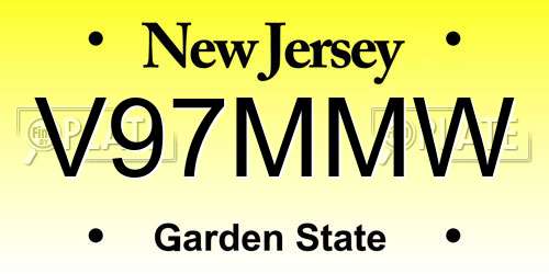 V97MMW New Jersey License Plate