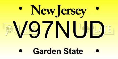 V97NUD New Jersey License Plate