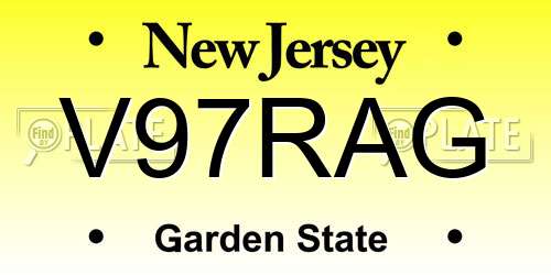 V97RAG New Jersey License Plate