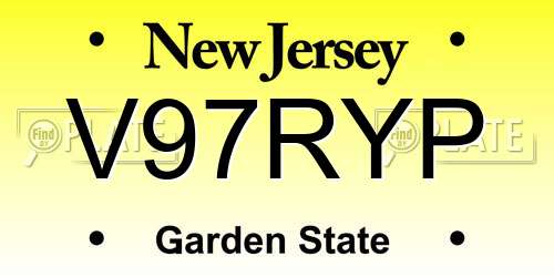 V97RYP New Jersey License Plate