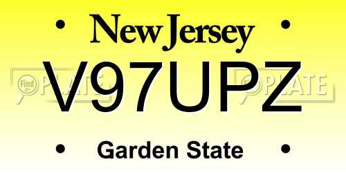 V97UPZ New Jersey License Plate
