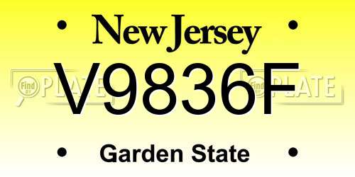 V9836F New Jersey License Plate