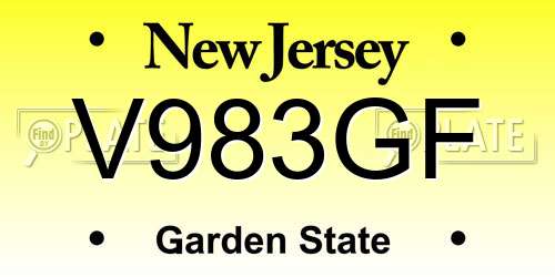 V983GF New Jersey License Plate