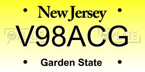 V98ACG New Jersey License Plate