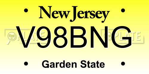 V98BNG New Jersey License Plate
