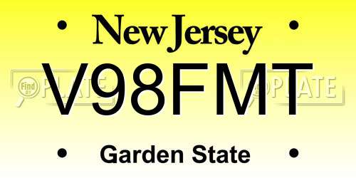 V98FMT New Jersey License Plate