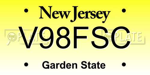 V98FSC New Jersey License Plate
