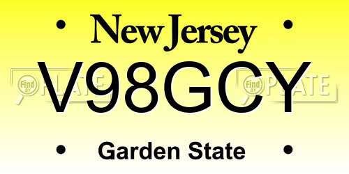 V98GCY New Jersey License Plate