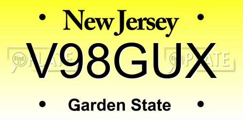 V98GUX New Jersey License Plate