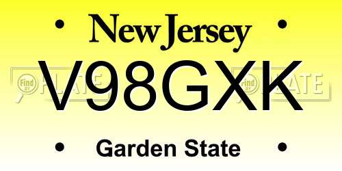 V98GXK New Jersey License Plate