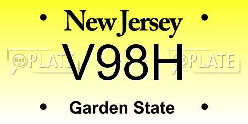 V98H New Jersey License Plate