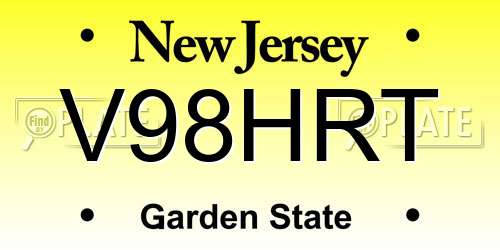 V98HRT New Jersey License Plate