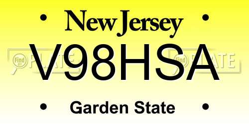 V98HSA New Jersey License Plate