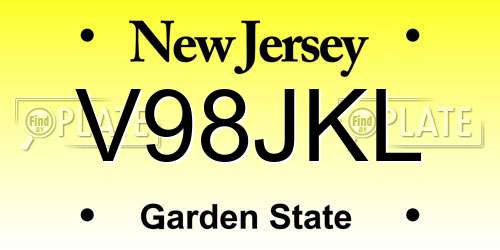 V98JKL New Jersey License Plate