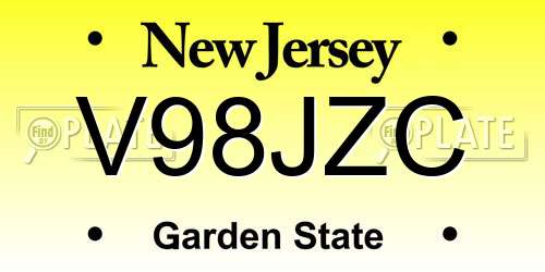 V98JZC New Jersey License Plate
