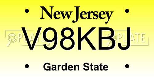 V98KBJ New Jersey License Plate