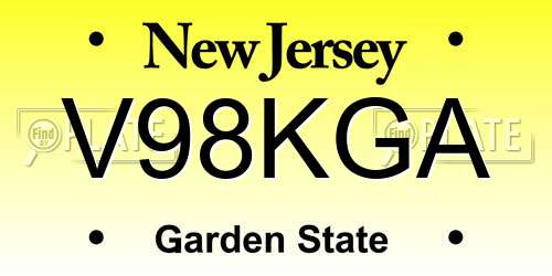 V98KGA New Jersey License Plate