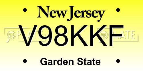 V98KKF New Jersey License Plate
