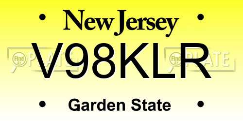V98KLR New Jersey License Plate