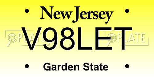V98LET New Jersey License Plate