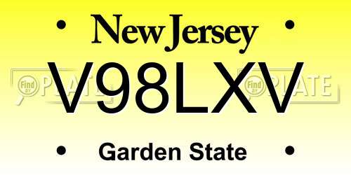 V98LXV New Jersey License Plate