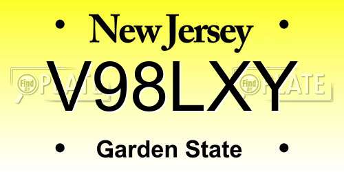 V98LXY New Jersey License Plate