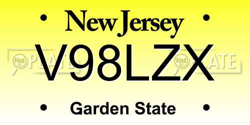 V98LZX New Jersey License Plate