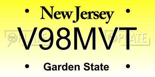 V98MVT New Jersey License Plate
