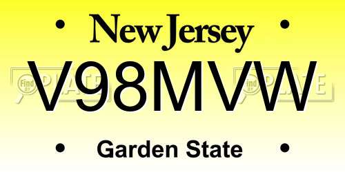 V98MVW New Jersey License Plate