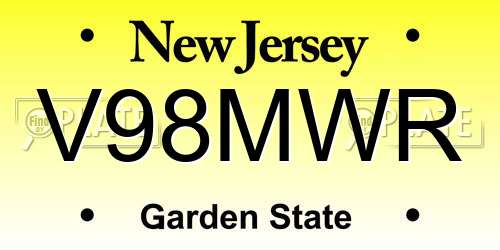 V98MWR New Jersey License Plate