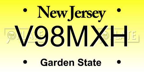 V98MXH New Jersey License Plate