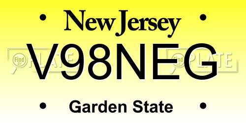 V98NEG New Jersey License Plate