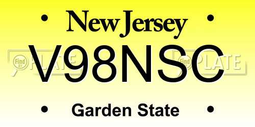 V98NSC New Jersey License Plate