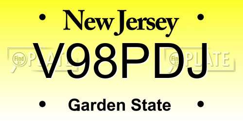 V98PDJ New Jersey License Plate
