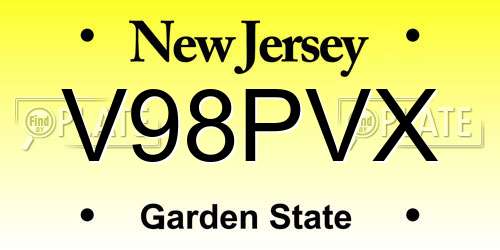 V98PVX New Jersey License Plate